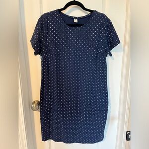 Old Navy Stretch T-Shirt Dress Navy Blue White Polka Dots Size XL